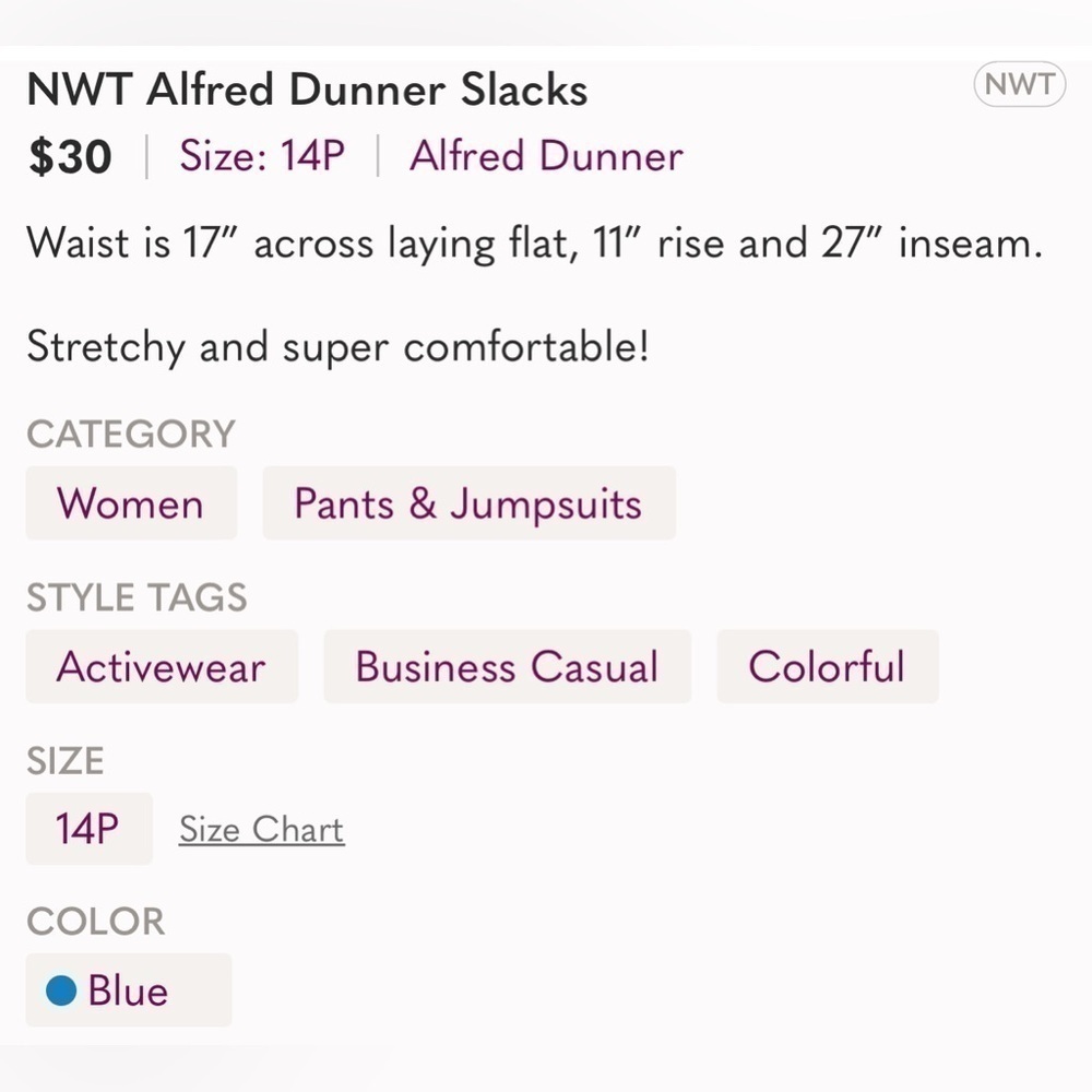 Alfred Dunner Slacks NWT - Picture 4 of 4